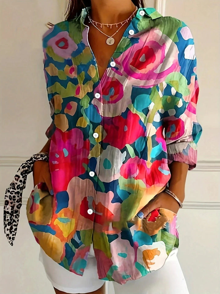 Audrey | Colorful Print Blouse with Long Sleeves