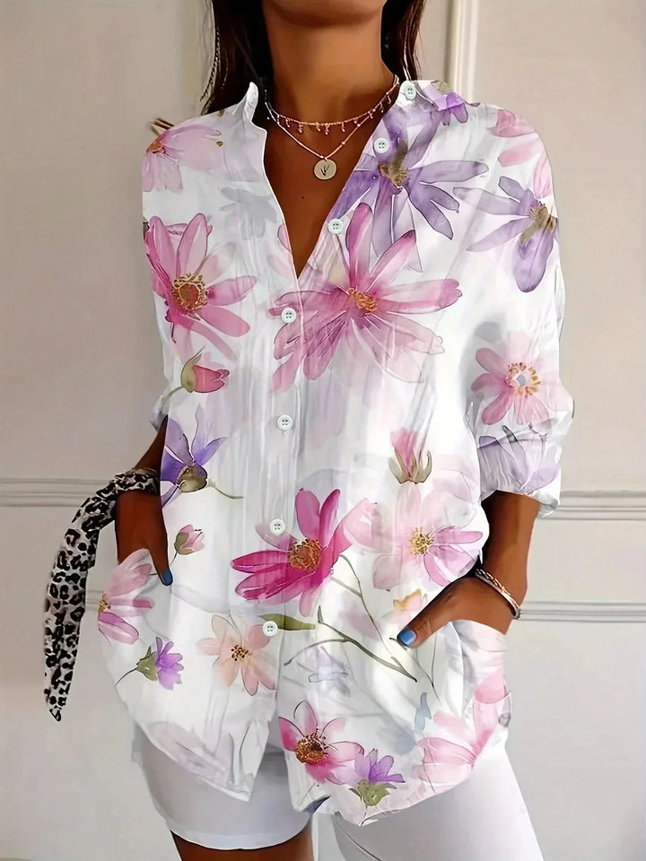 Audrey | Colorful Print Blouse with Long Sleeves