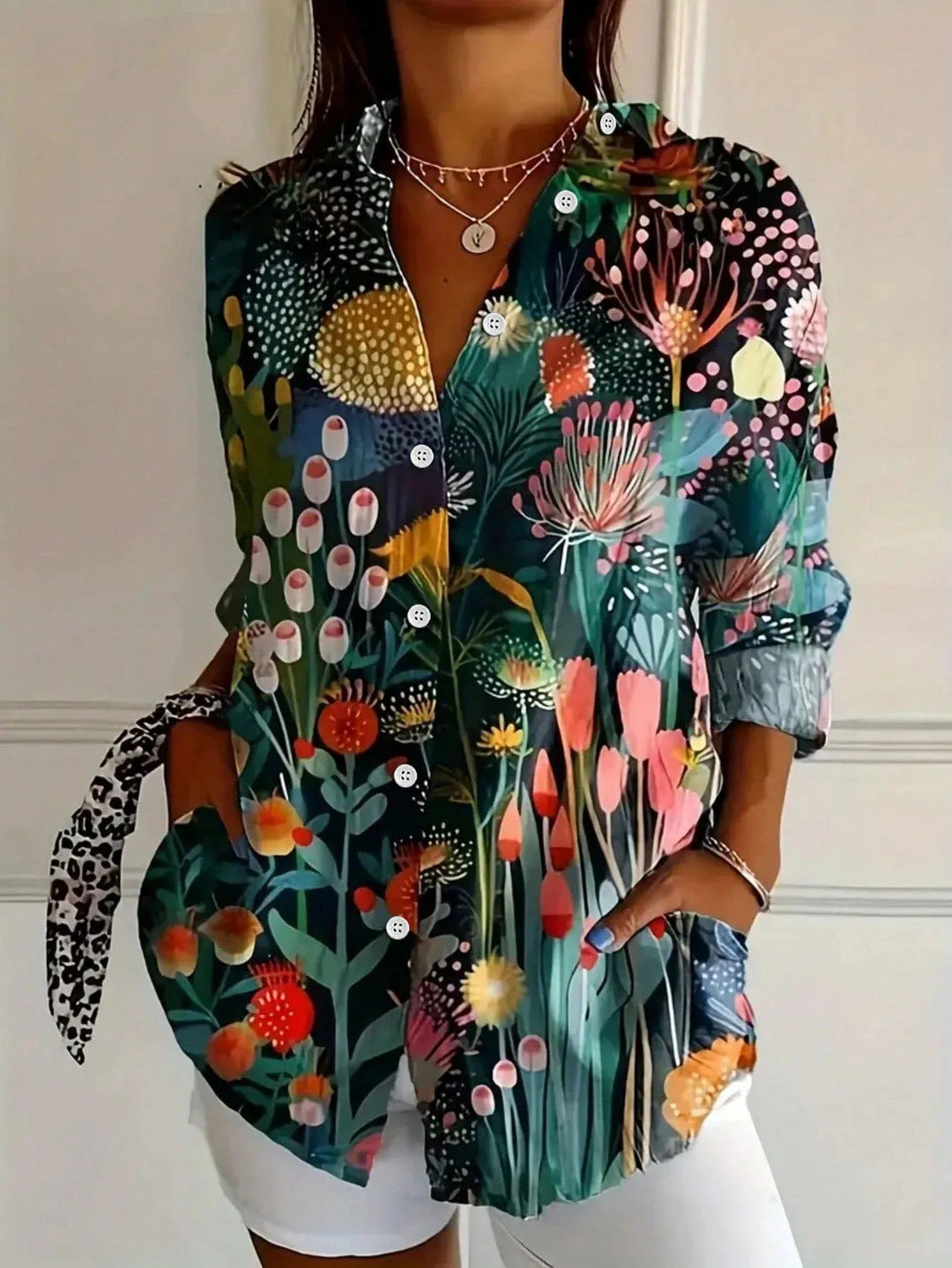 Audrey | Colorful Print Blouse with Long Sleeves