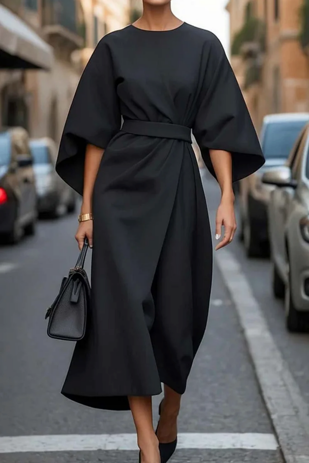 Gwen | Lantern Sleeve Midi Dress