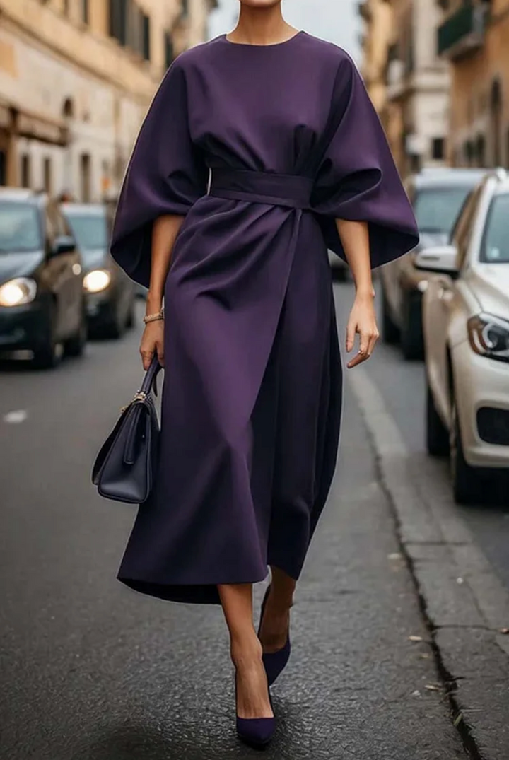 Gwen | Lantern Sleeve Midi Dress