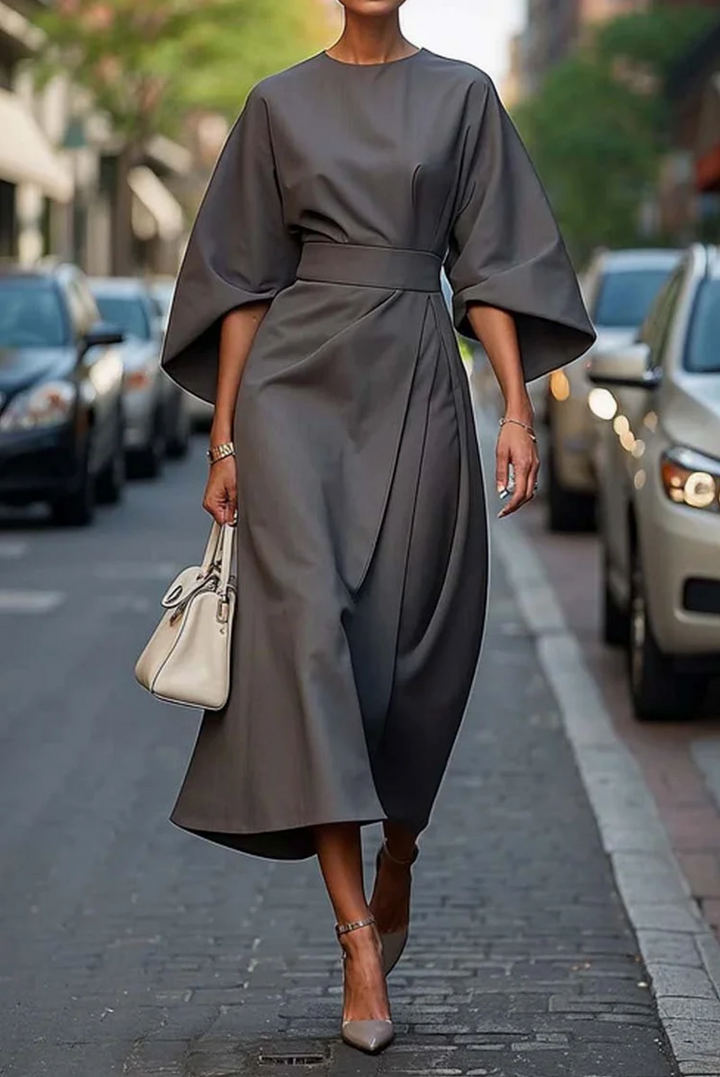 Gwen | Lantern Sleeve Midi Dress