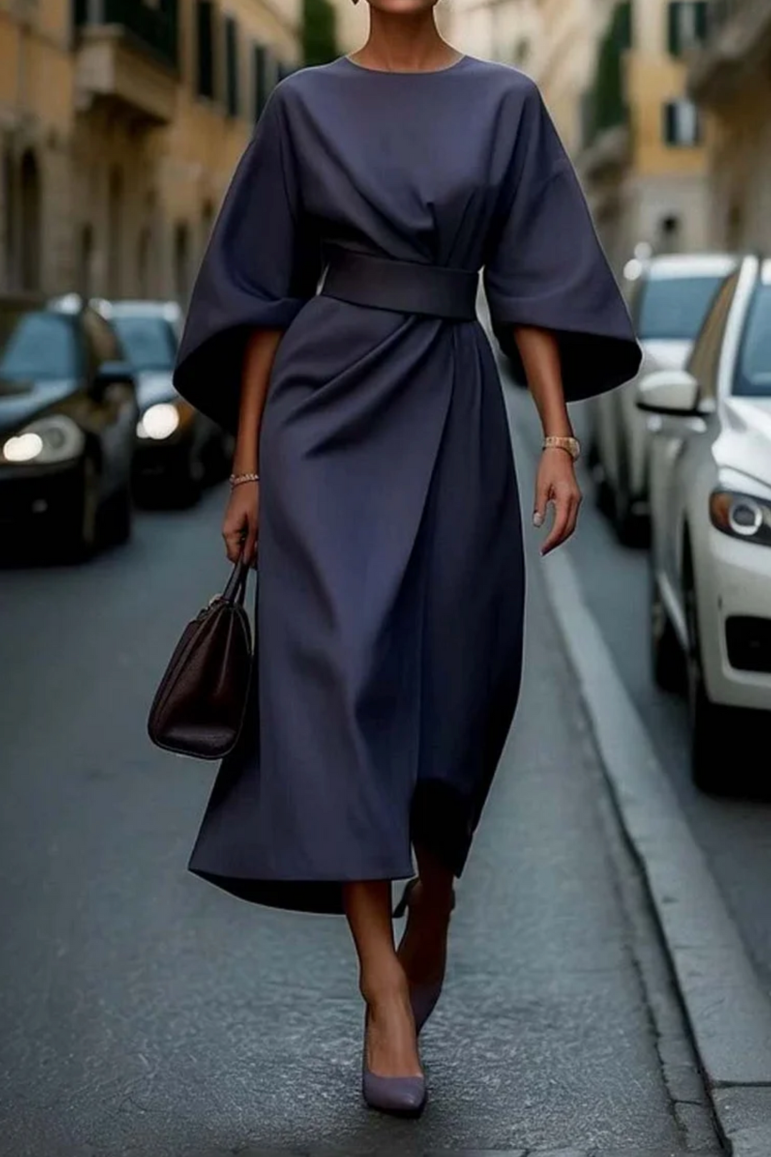 Gwen | Lantern Sleeve Midi Dress