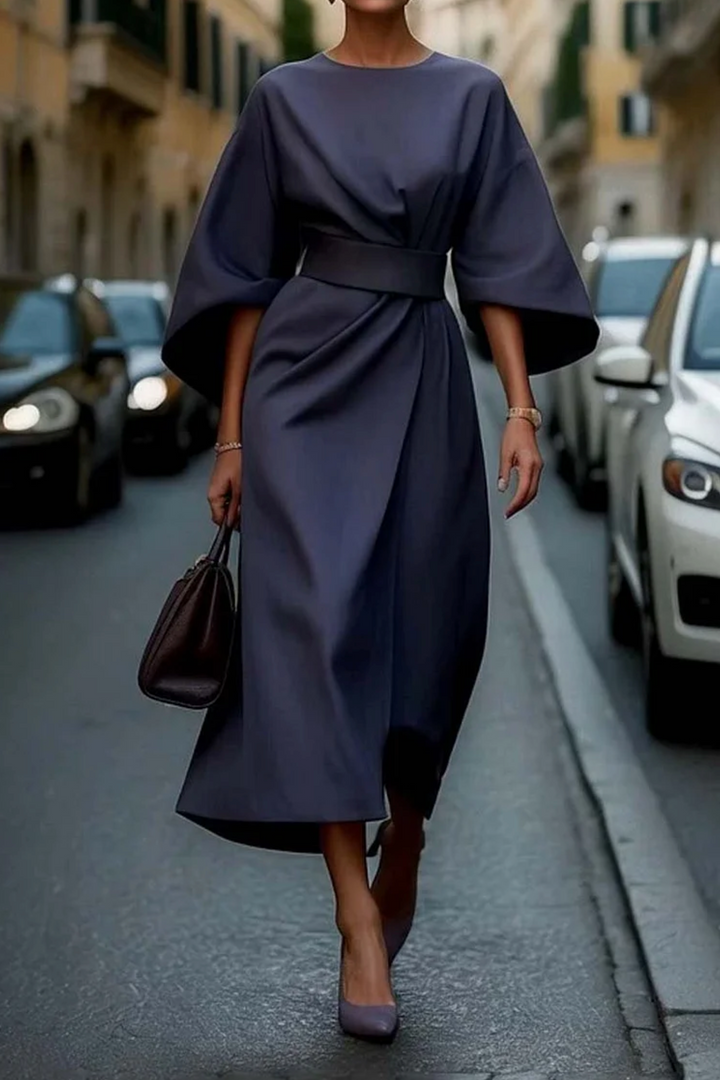 Gwen | Lantern Sleeve Midi Dress