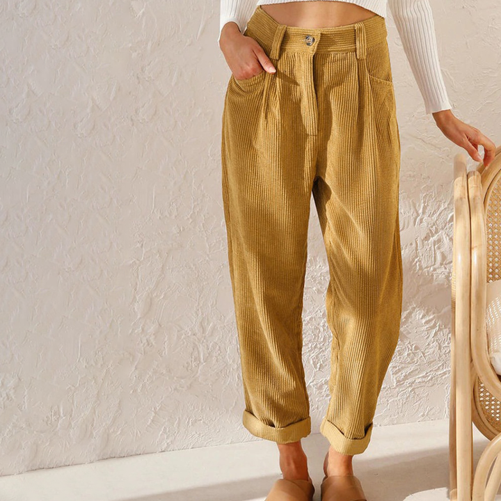 Hazel | Women's High Waist Corduroy Pants