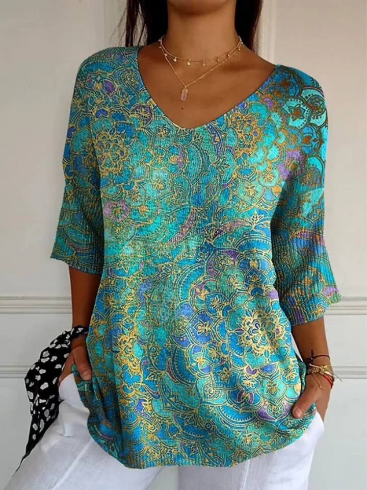 Madeline | Retro Print Knit Pullover Sweater