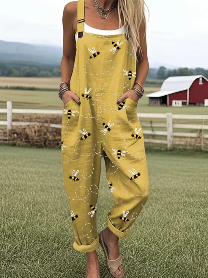 Olivia | Printed Wide Leg Jumpsuit with Pockets