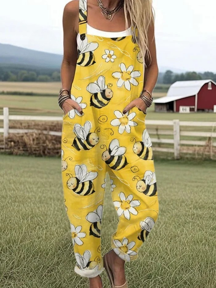 Olivia | Printed Wide Leg Jumpsuit with Pockets