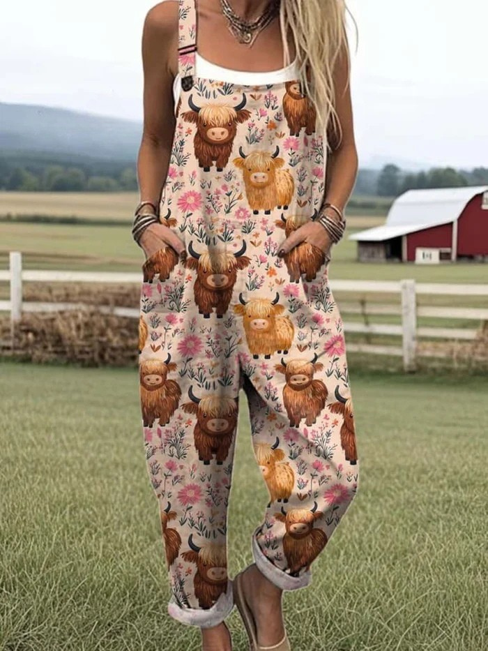 Olivia | Printed Wide Leg Jumpsuit with Pockets
