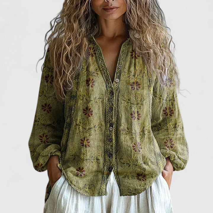 Beatrise | Women's Retro Print Blouse
