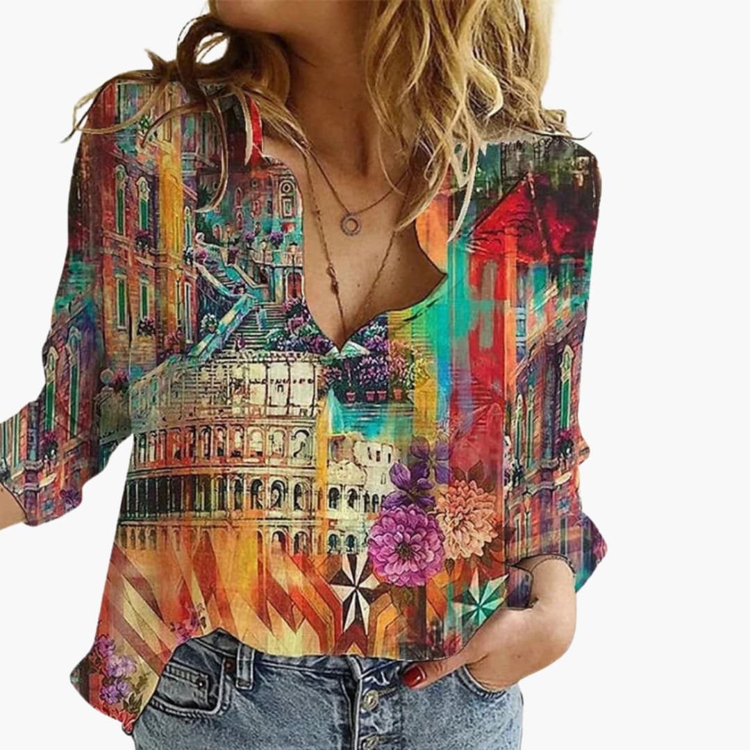 Drusilla | Women's V-Neck Printed Blouse