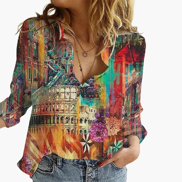 Drusilla | Women's V-Neck Printed Blouse