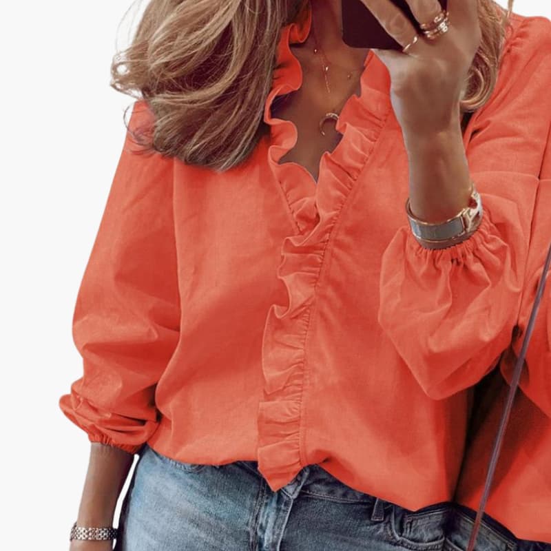 Caterina | Women's V-Neck Ruffle Blouse