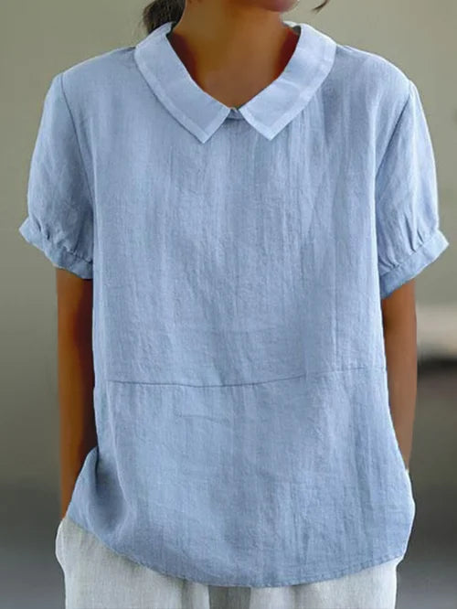 Mireille | Women's Linen Peter Pan Collar Blouse