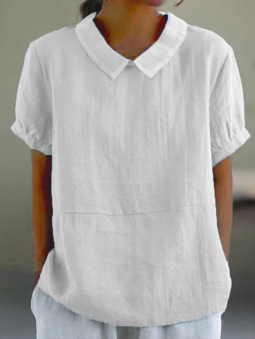 Mireille | Women's Linen Peter Pan Collar Blouse