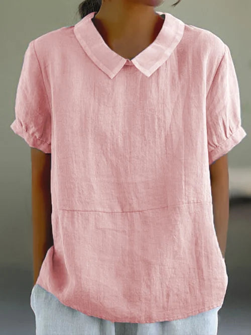 Mireille | Women's Linen Peter Pan Collar Blouse