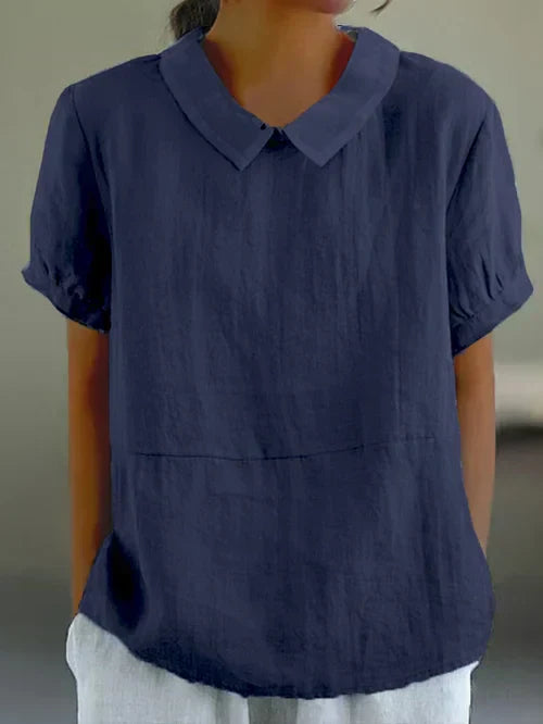 Mireille | Women's Linen Peter Pan Collar Blouse