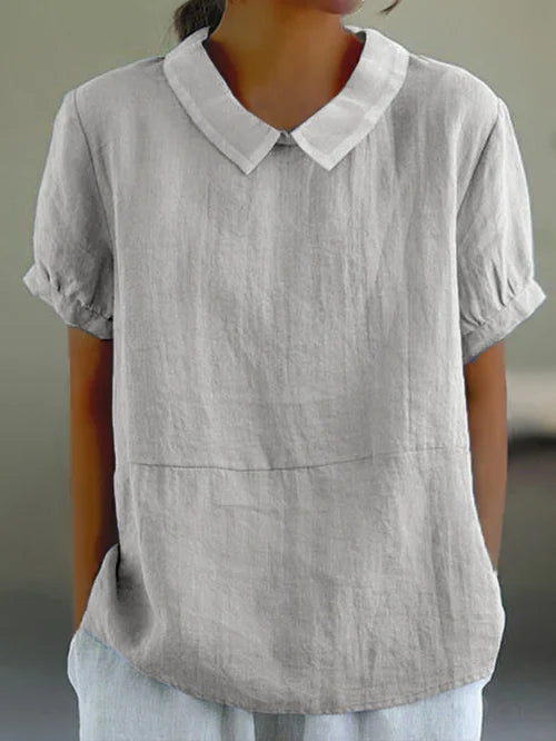 Mireille | Women's Linen Peter Pan Collar Blouse