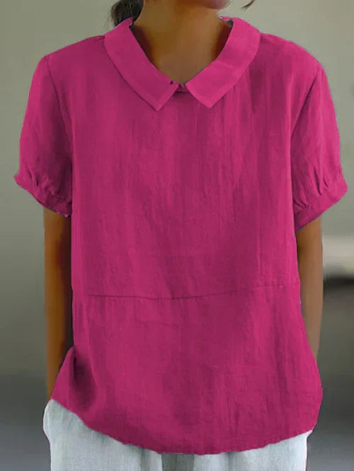 Mireille | Women's Linen Peter Pan Collar Blouse