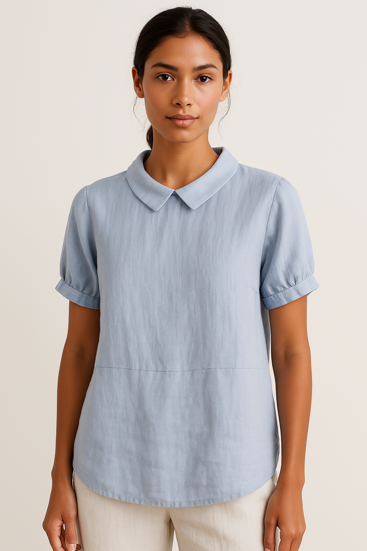 Mireille | Women's Linen Peter Pan Collar Blouse