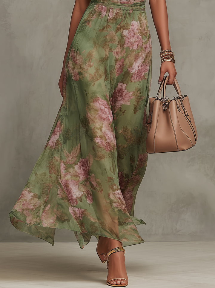 Adeline | Halter Neck Floral Maxi Dress