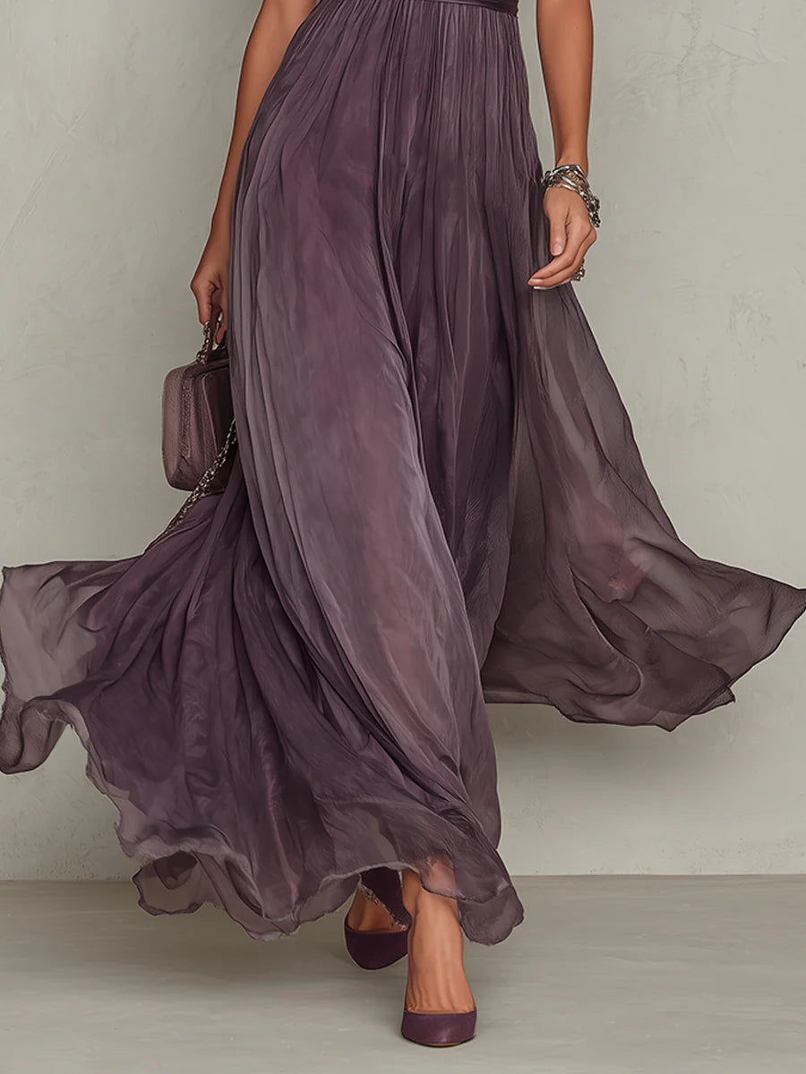 Celestine | Chiffon Keyhole Maxi Dress