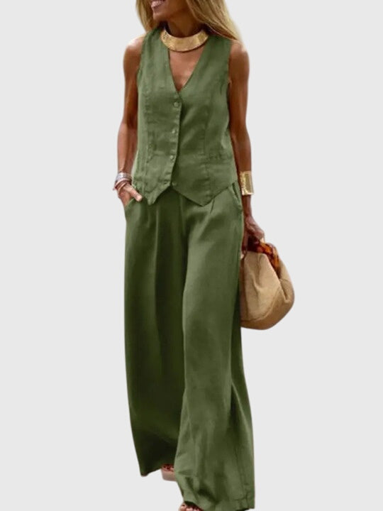 Eleanor | Women's Vest and Wide Leg Pants Set