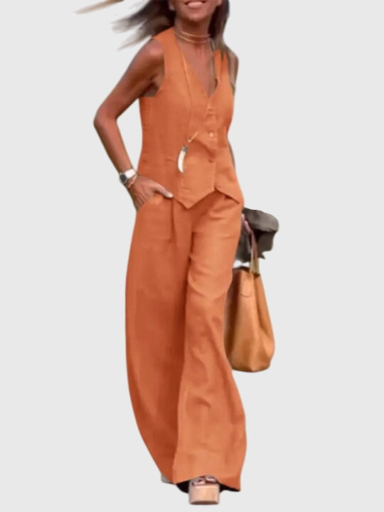 Eleanor | Women's Vest and Wide Leg Pants Set