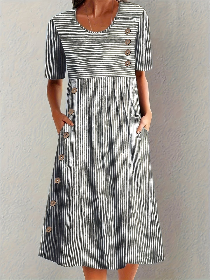 Aria | Striped Midi Sundress with Loose Fit