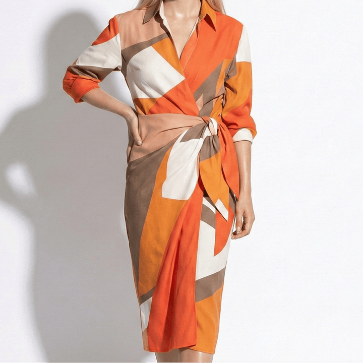 Hazel | Striped Long Sleeve Wrap Midi Dress