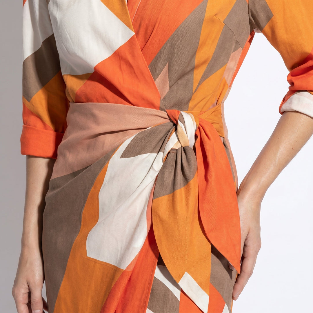 Hazel | Striped Long Sleeve Wrap Midi Dress