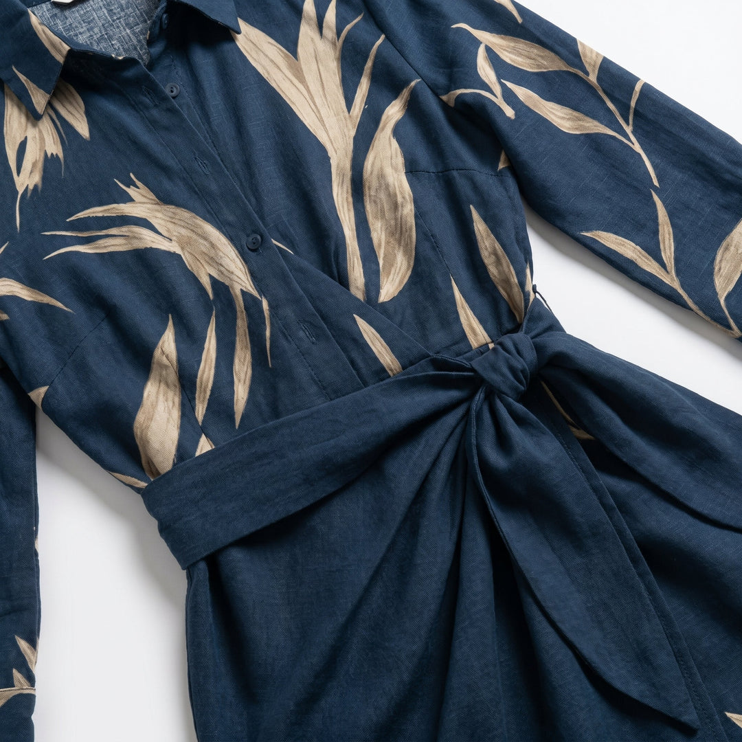 Hazel | Striped Long Sleeve Wrap Midi Dress