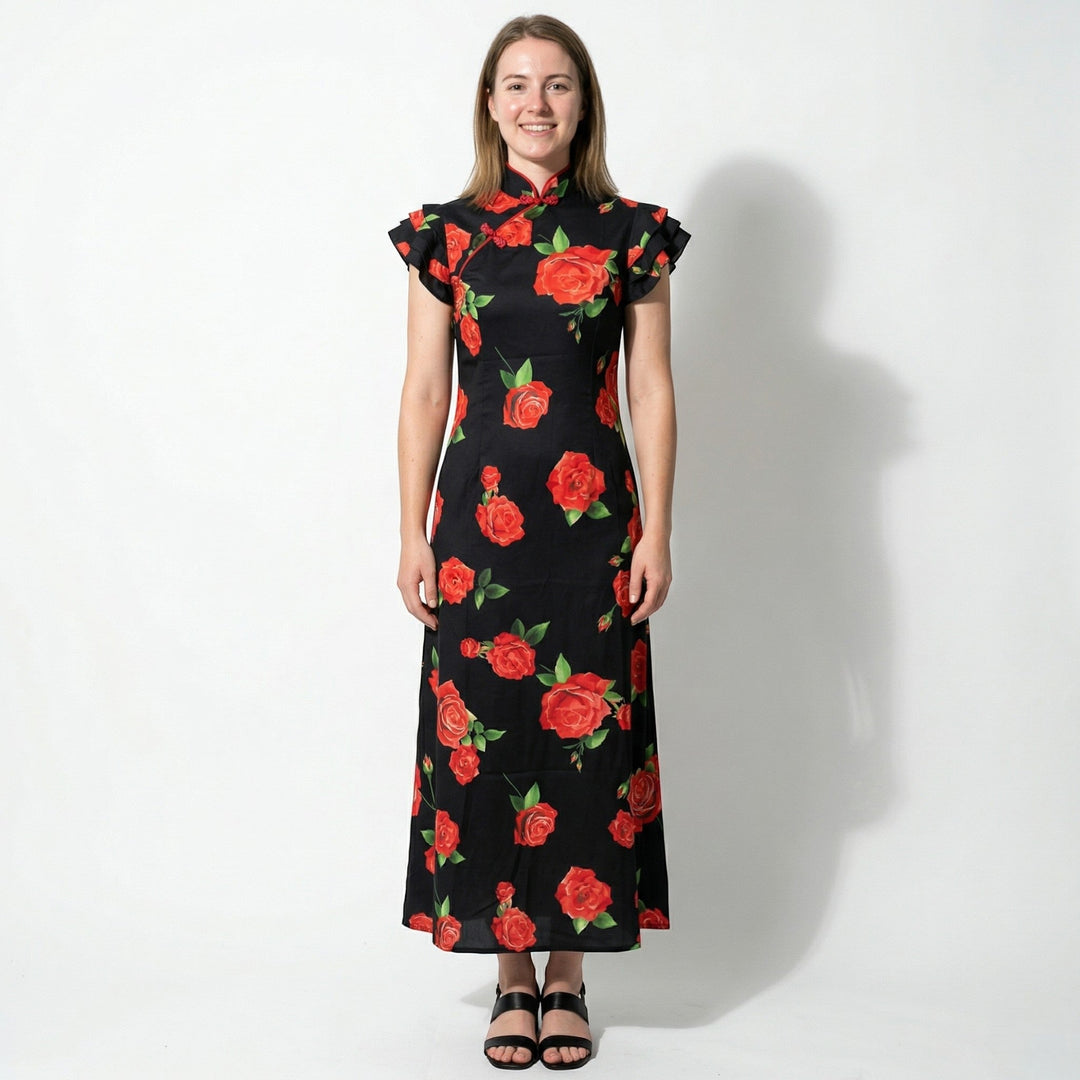Sienna | Floral Maxi Dress with Ruffle Sleeves