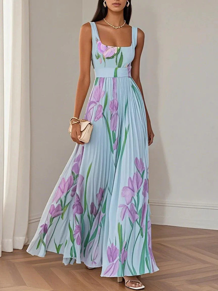 Ophelia | Square Neck Pleated Maxi Dress