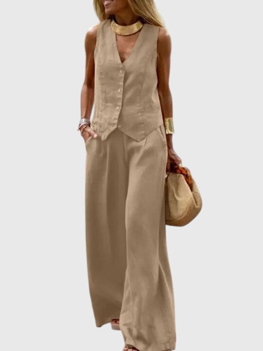 Eleanor | Women's Vest and Wide Leg Pants Set