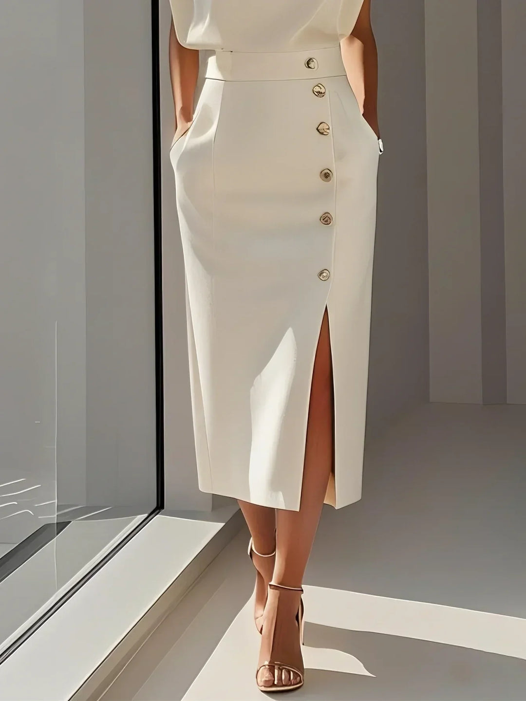 Hazel | Women's Button Detail Midi Dress