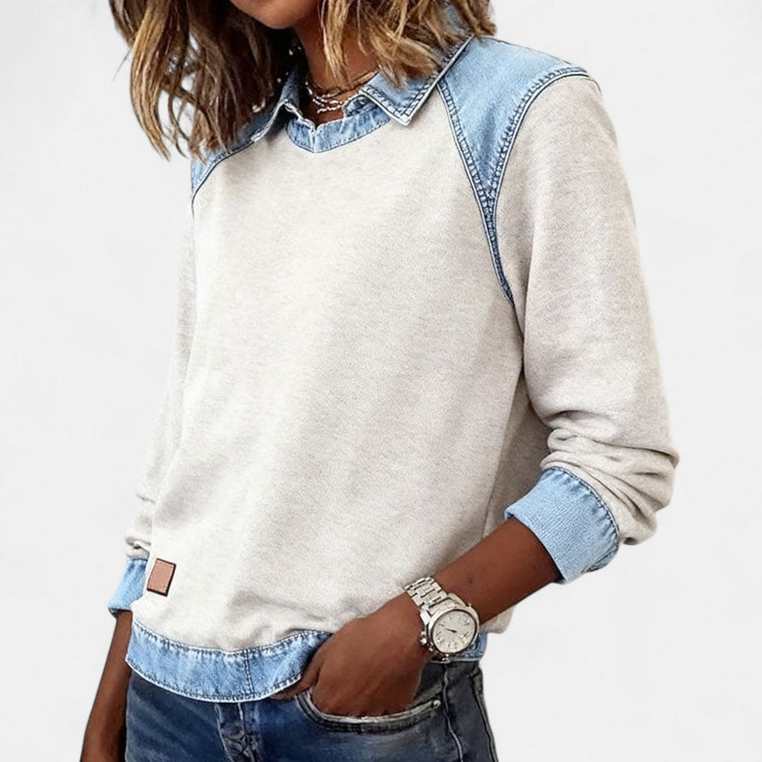 Adelaide | Women's Two-Tone Sweater with Collar