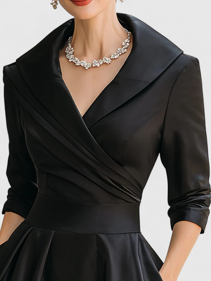 Vivian | Satin Midi Dress with Pockets