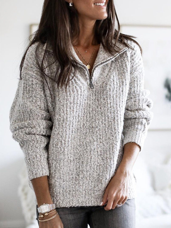 Salvatora | Women's Zip-Up Ribbed Sweater