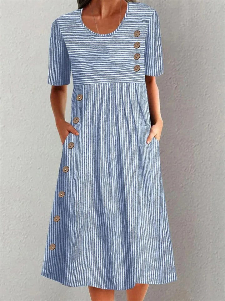 Aria | Striped Midi Sundress with Loose Fit