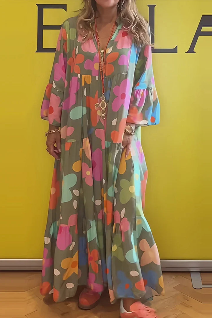 Aurora | Floral Maxi Dress with Flared Silhouette