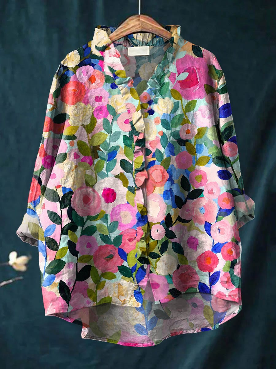 Sophie | Floral Blouse with Ruffle Neckline