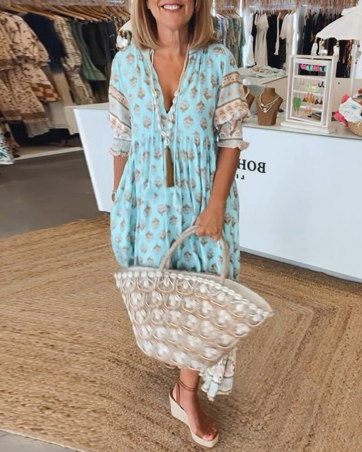 Willow | Boho Midi Dress with Tassel Detail