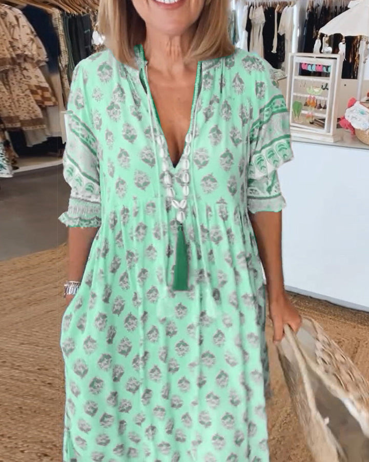 Willow | Boho Midi Dress with Tassel Detail