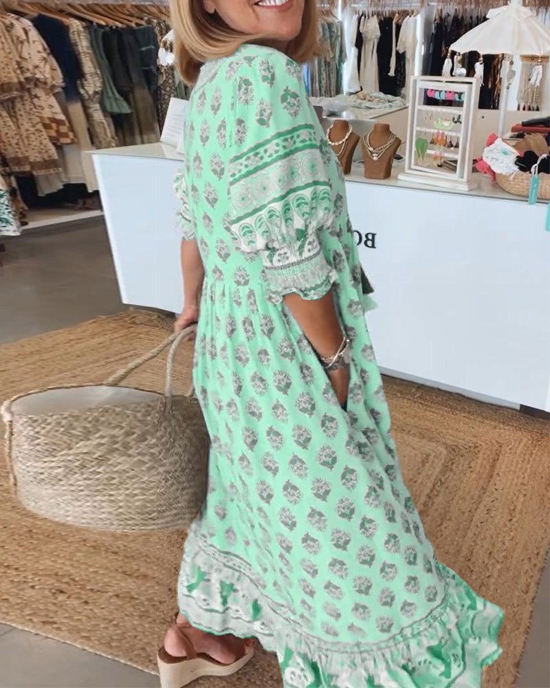 Willow | Boho Midi Dress with Tassel Detail