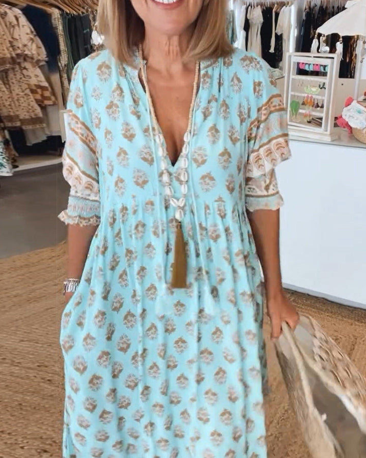 Willow | Boho Midi Dress with Tassel Detail