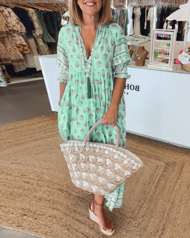 Willow | Boho Midi Dress with Tassel Detail