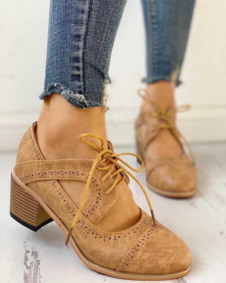Veronique | Women's T-Strap Lace-Up Heels