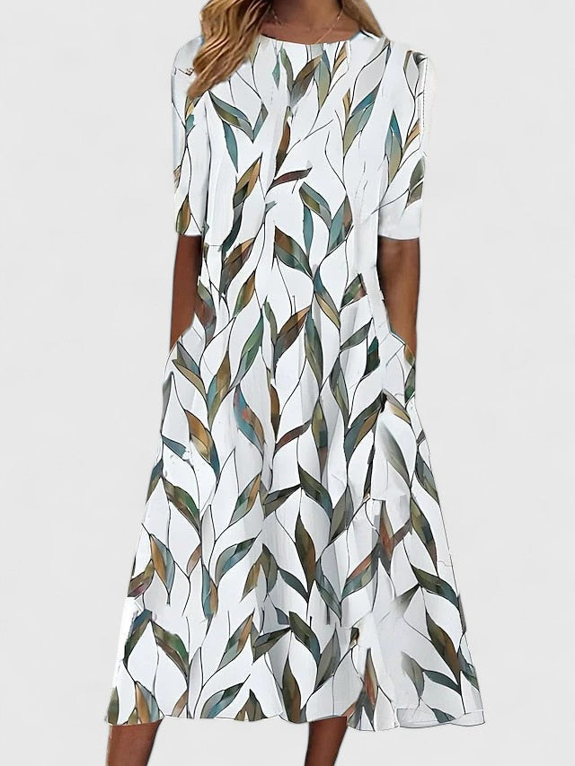 Florentia | Women's Boat Neck Floral Midi Dress