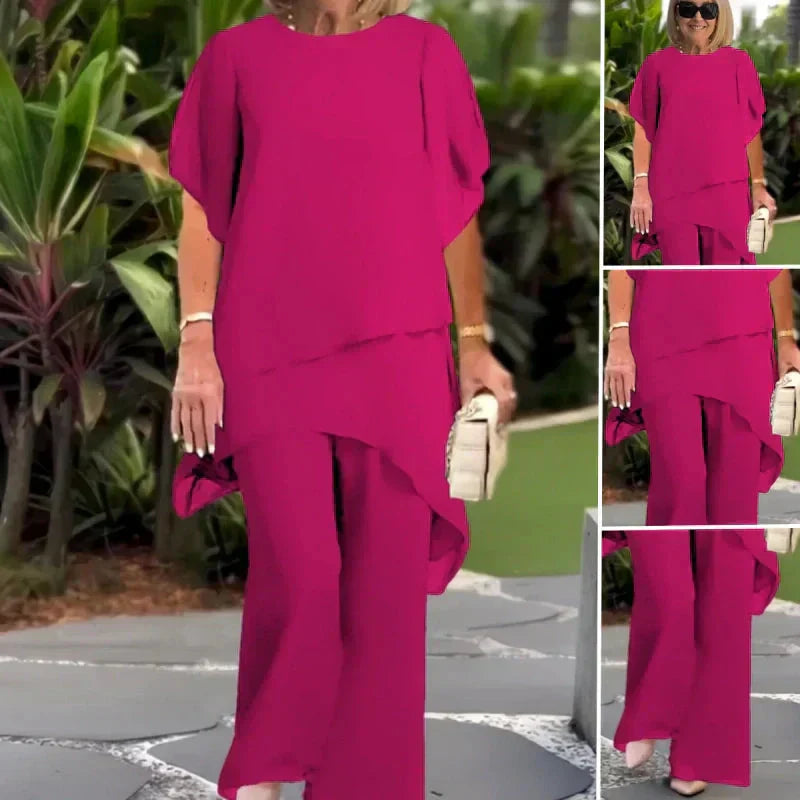 Sienna | Asymmetric Top and Wide Leg Pants Set